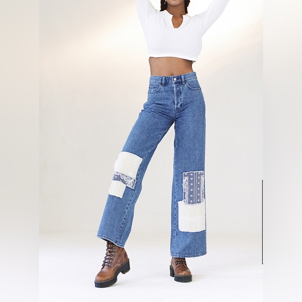 Pacsun Eco bandana patch high waisted baggy jeans size 24